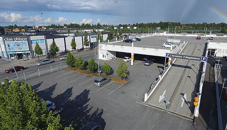 P-Megakeskus Seinäjoki, ilmakuvassa pysäköintialueet